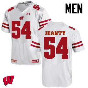 Men's Wisconsin Badgers NCAA #54 Dallas Jeanty White Authentic Under Armour Stitched College Football Jersey WX31E07QM